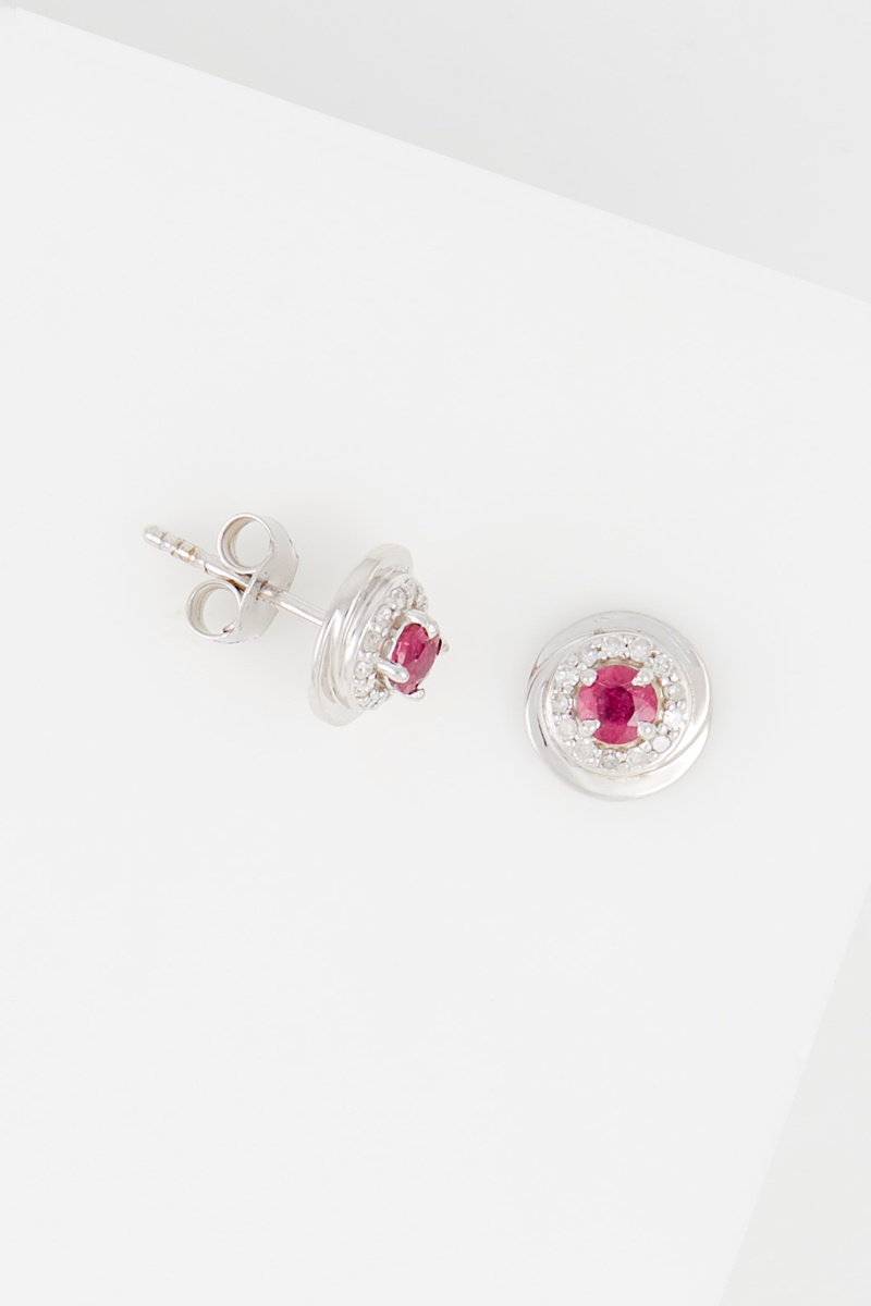 Puces Or blanc, diamants et rubis