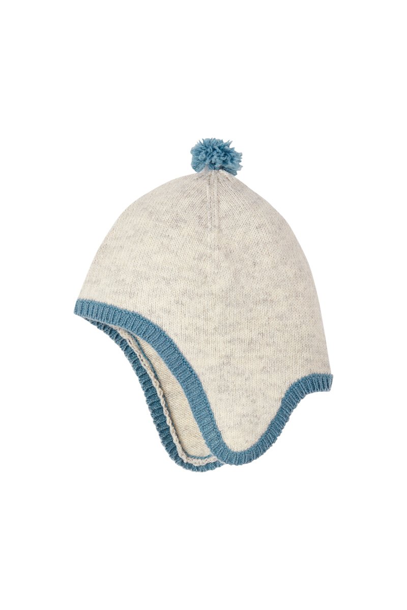 Bonnet à pompon en laine et alpaga Gris clair chiné