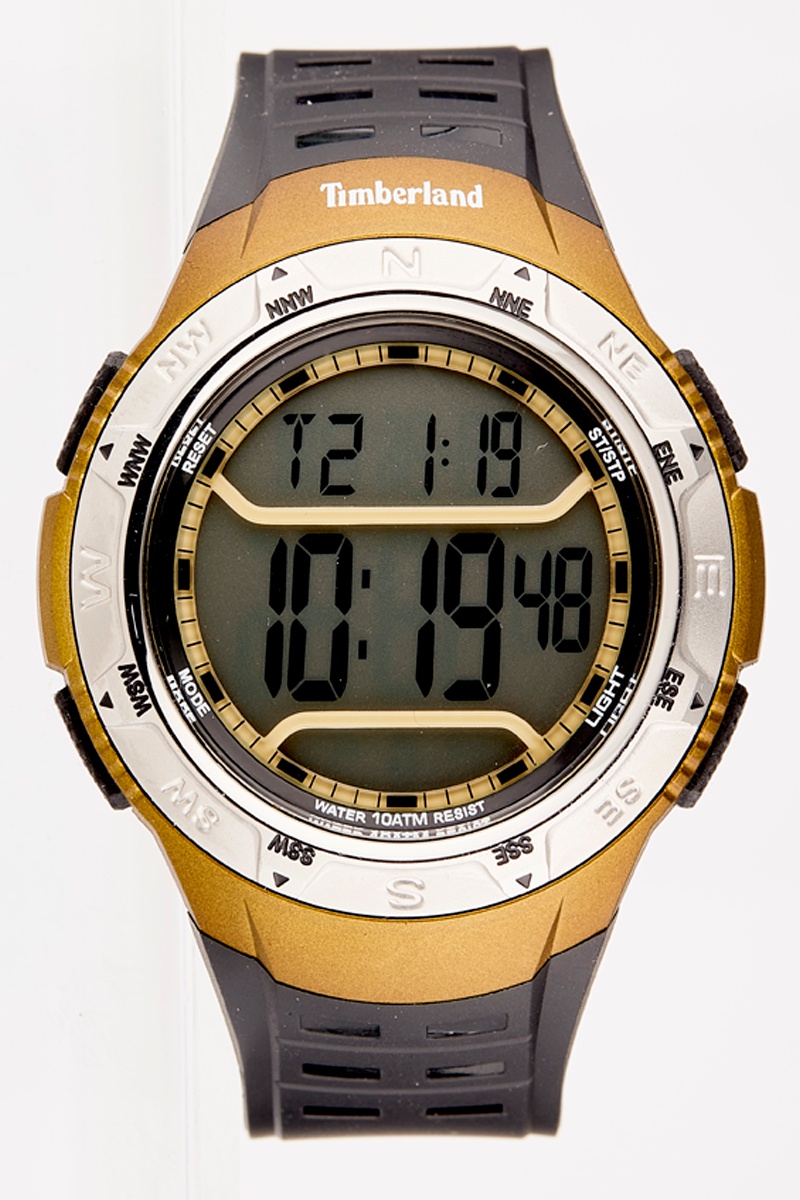 Montre digitale à quartz en cuir Noir