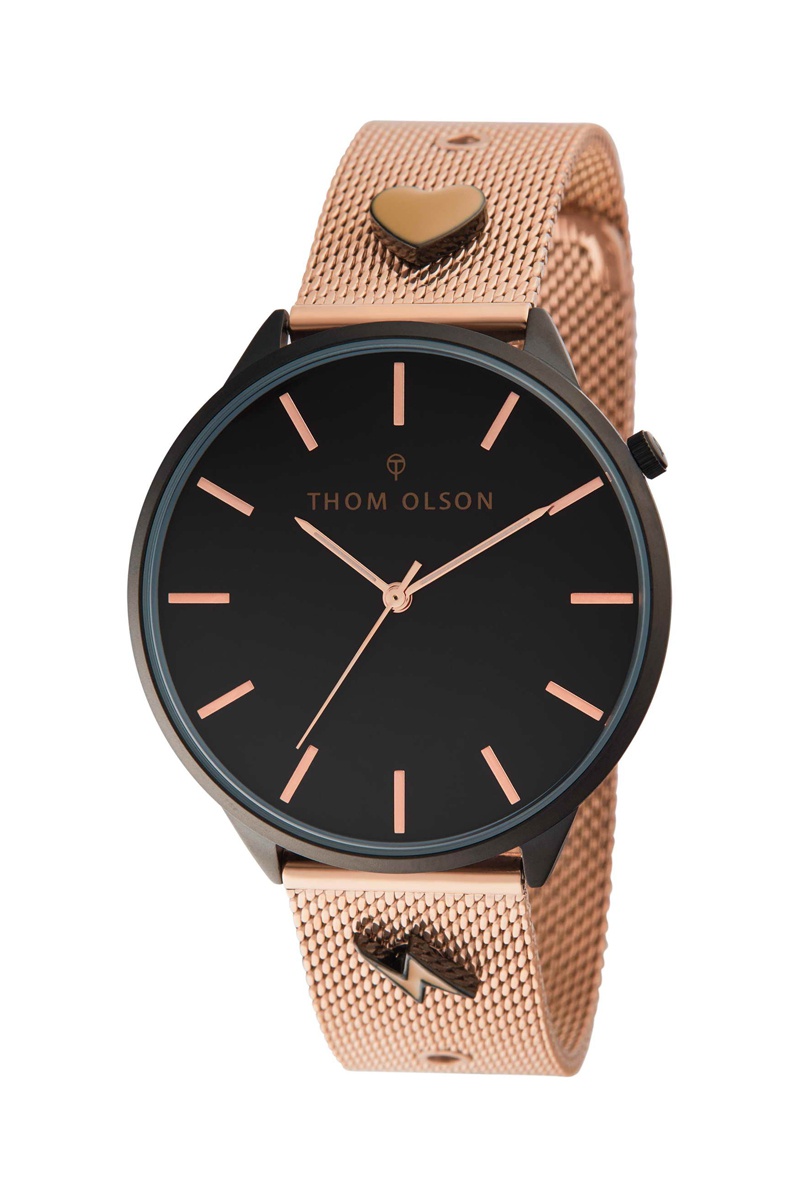 Montre à quartz en acier Doré rose et noir - Thom Olson