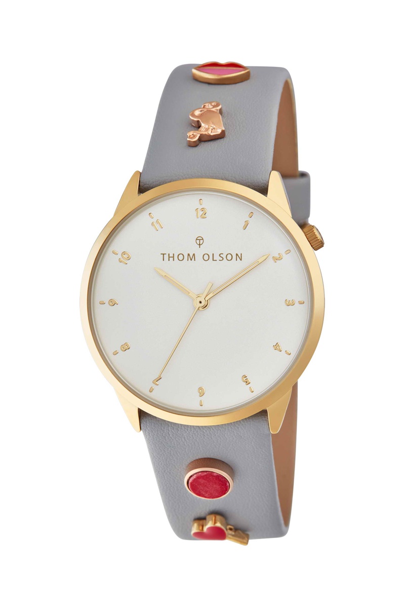 Montre à quartz en cuir Gris et doré - Thom Olson