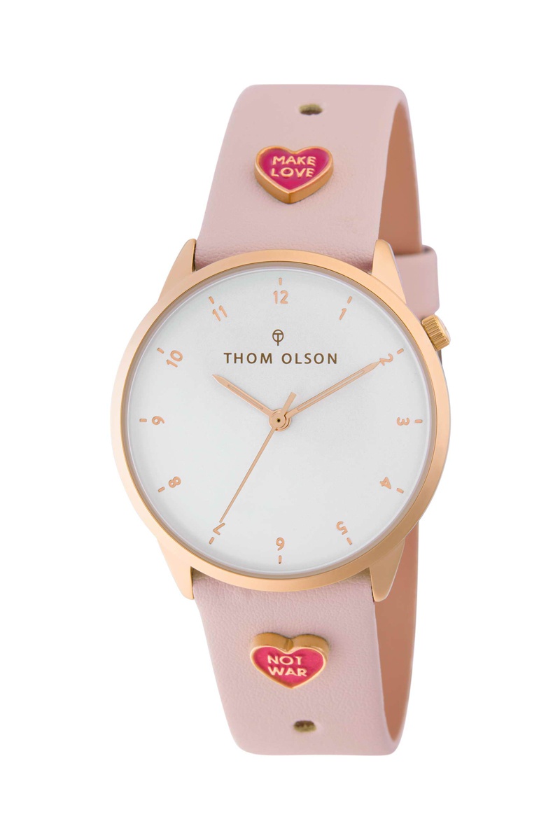 Montre à quartz en cuir Rose et doré rose - Thom Olson