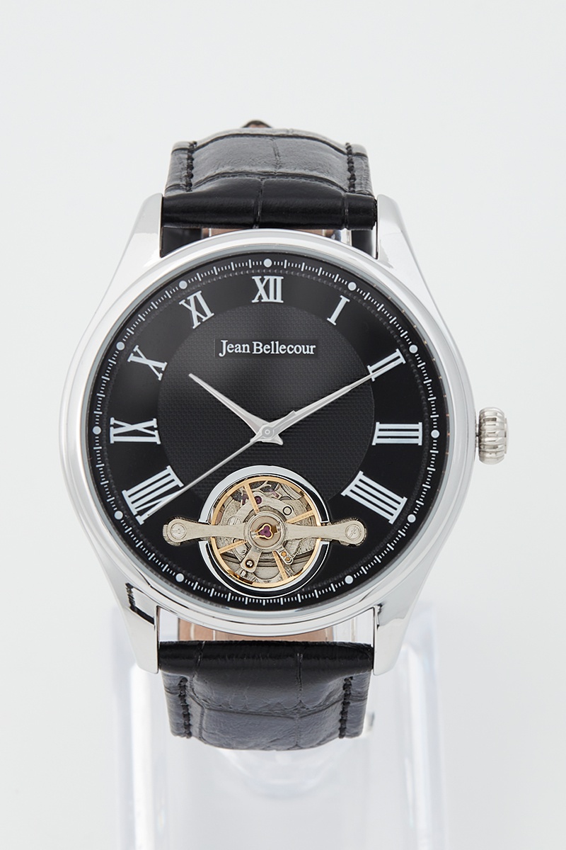 Montre automatique en cuir Noir et argenté - Jean Bellecour