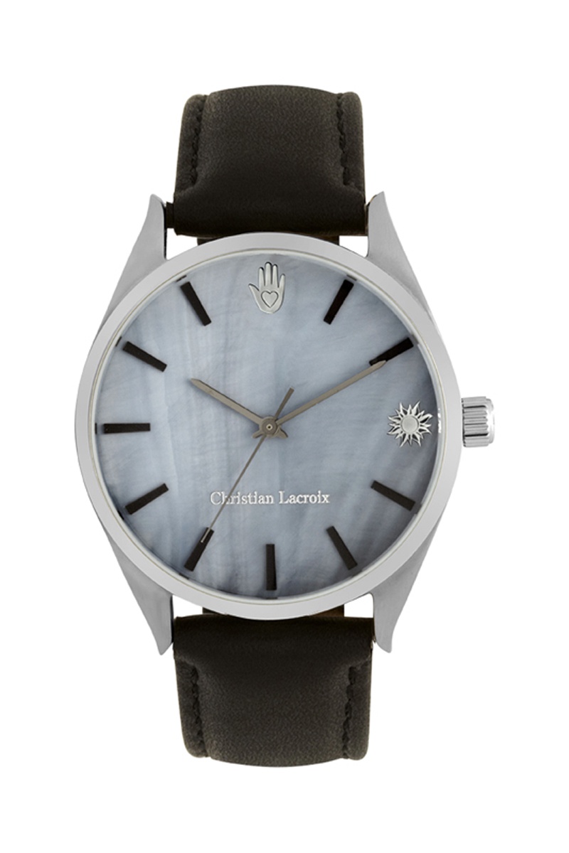 Montre à quartz en cuir Noir et argenté - Christian Lacroix