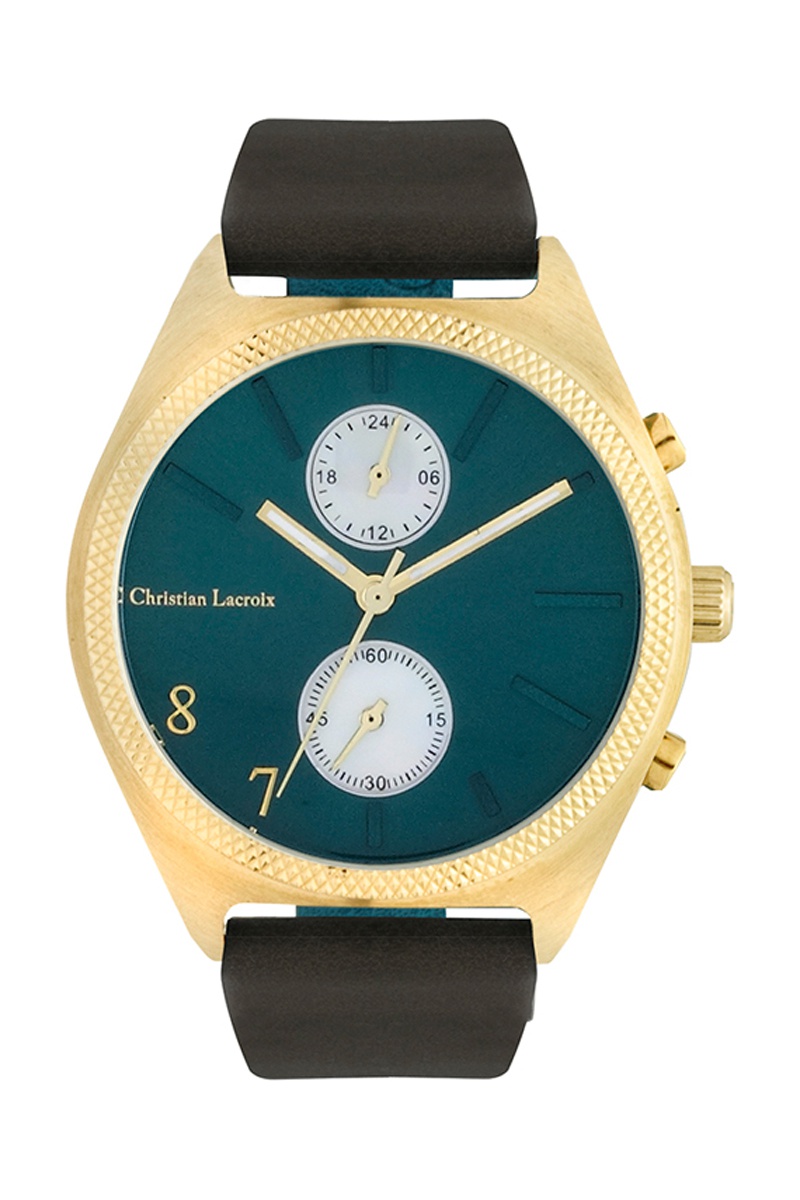 Montre à quartz en cuir VD36 Noir et doré - Christian Lacroix