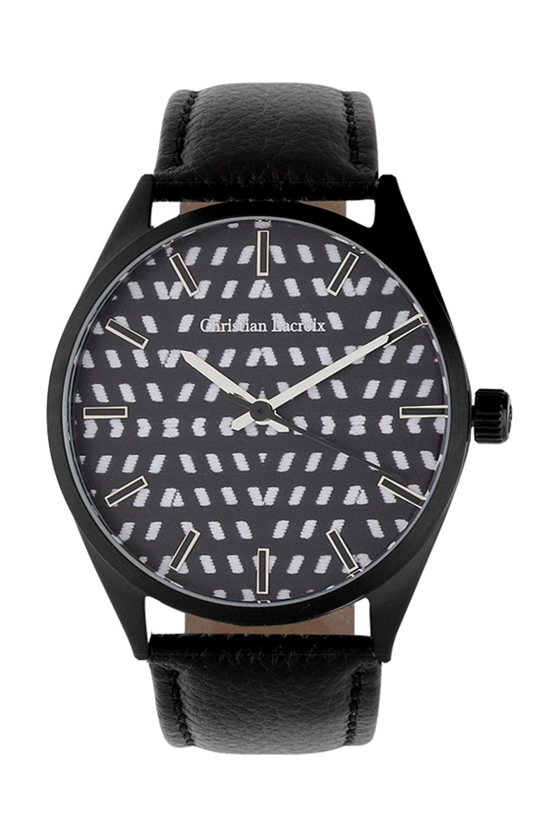 Montre à quartz en cuir Miyota 2035 - Noir - Christian Lacroix