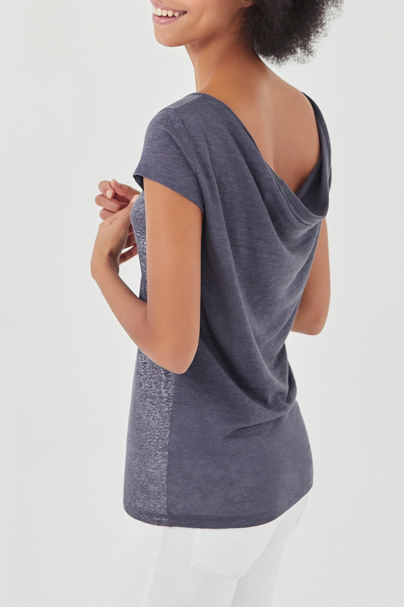 Top en lin Bleu marine chiné