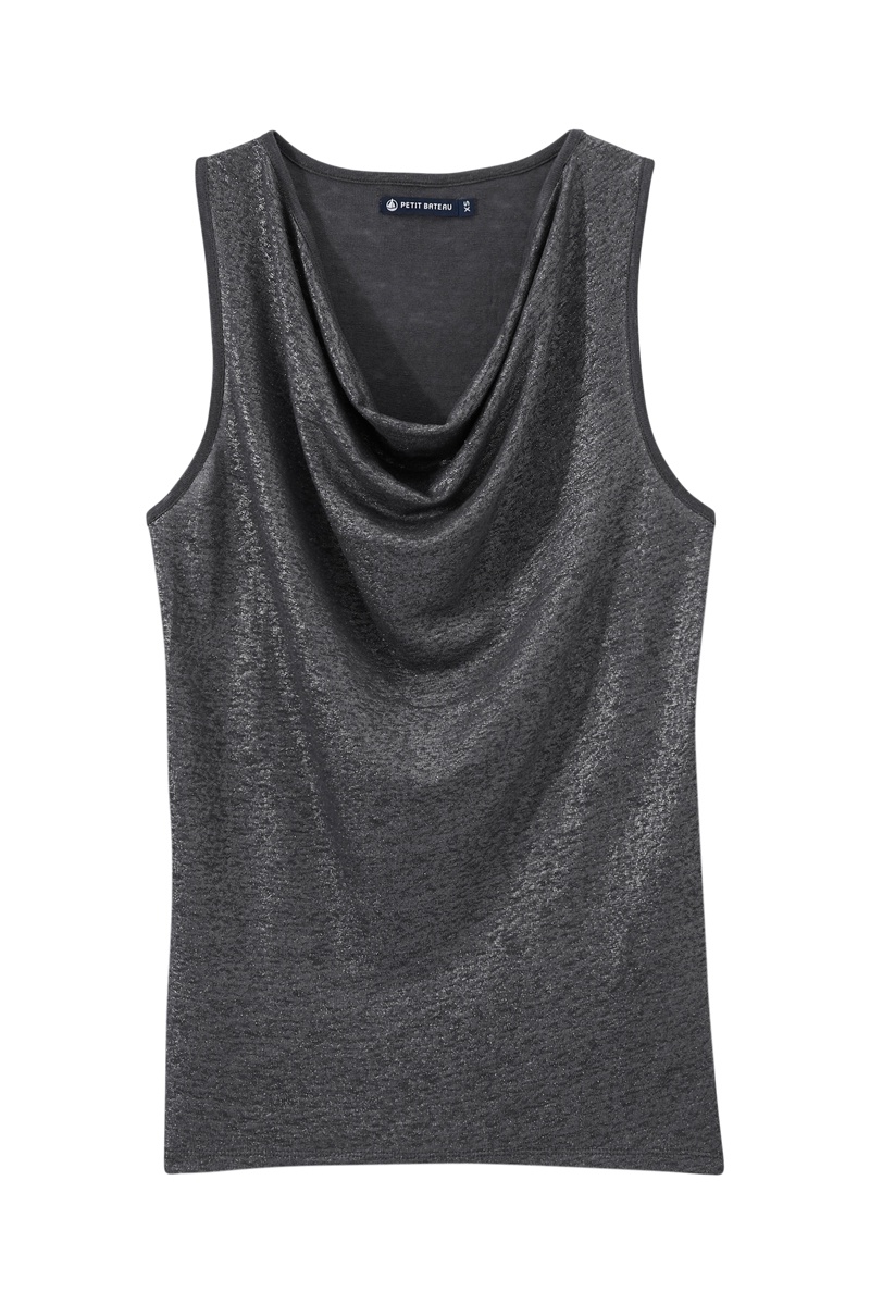 Top en lin Anthracite chiné