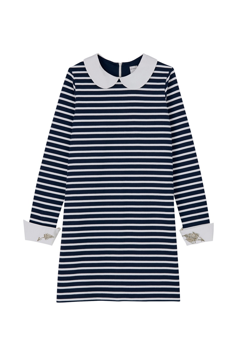 Robe droite Bleu marine et blanc