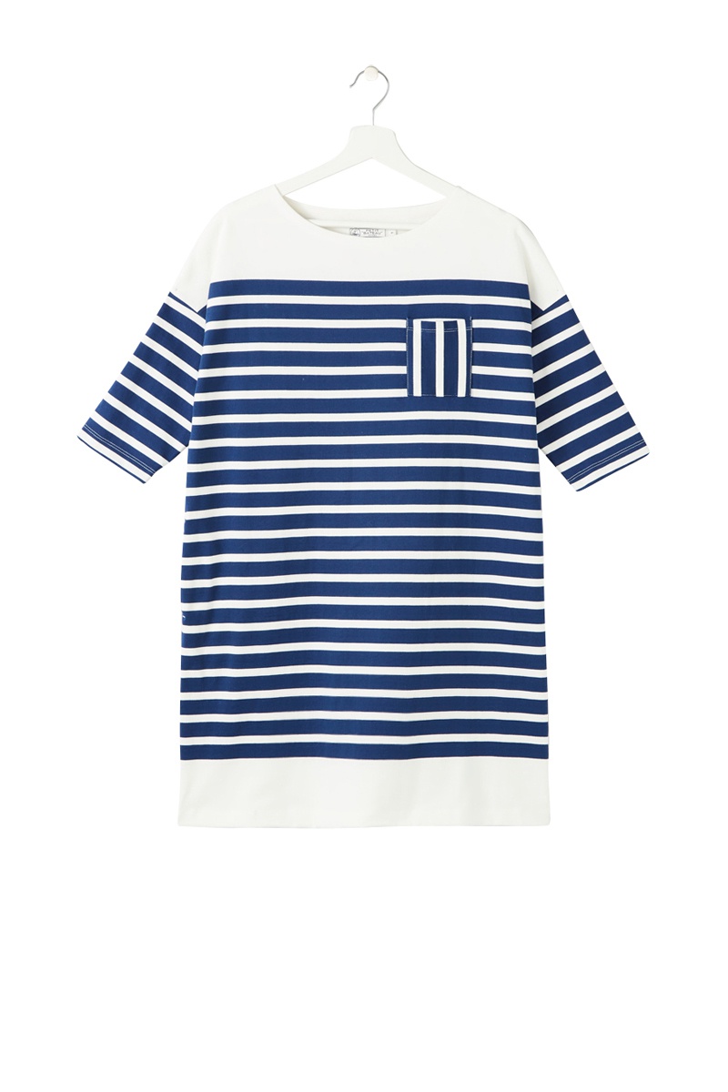 Robe droite Blanc et bleu marine