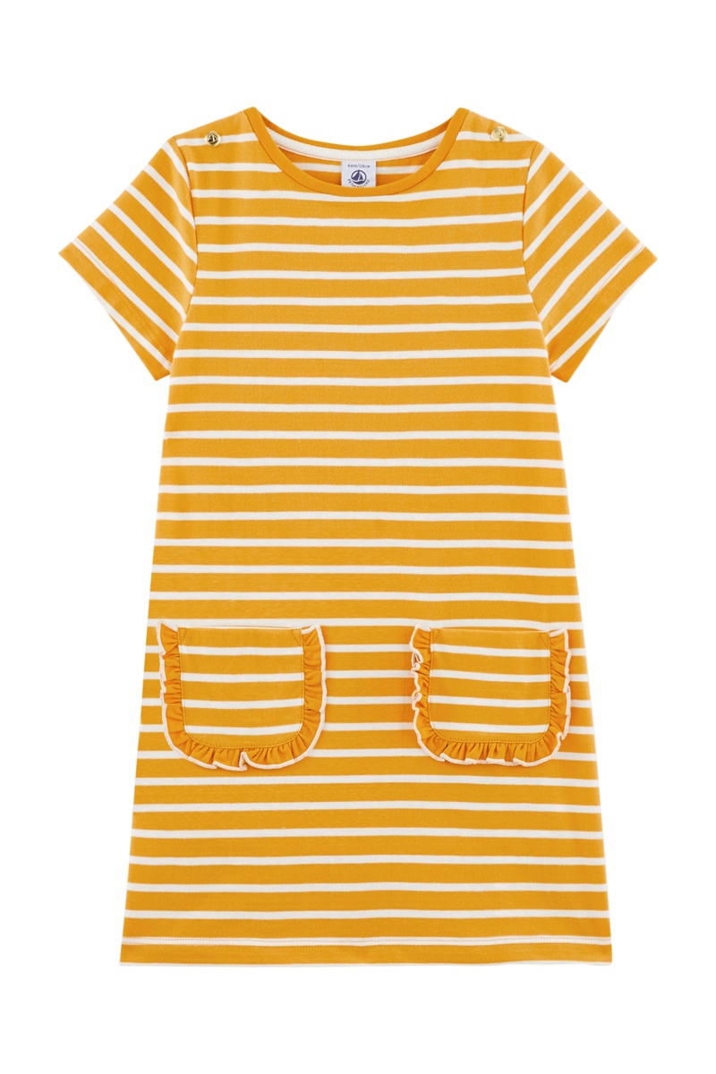 Robe Moutarde et blanc