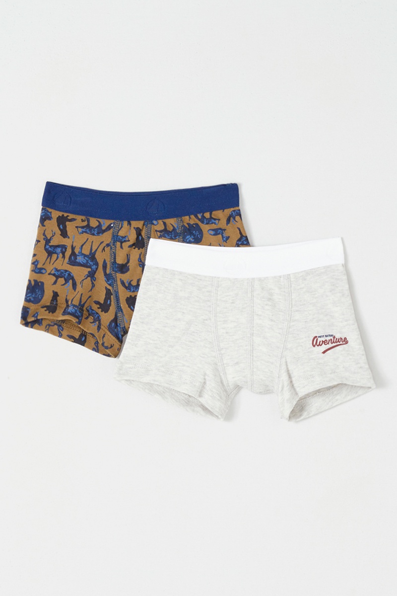 2 boxers Marron et gris