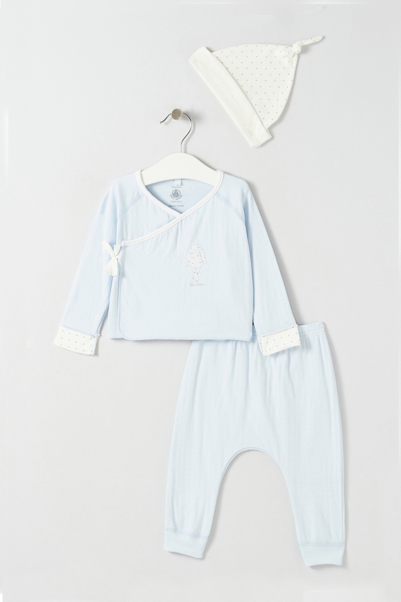 Pyjama 3 pièces Bleu et blanc