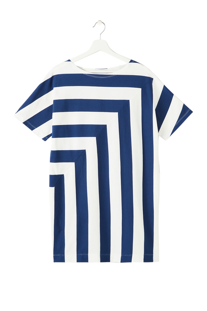 Robe t-shirt Blanc et bleu marine