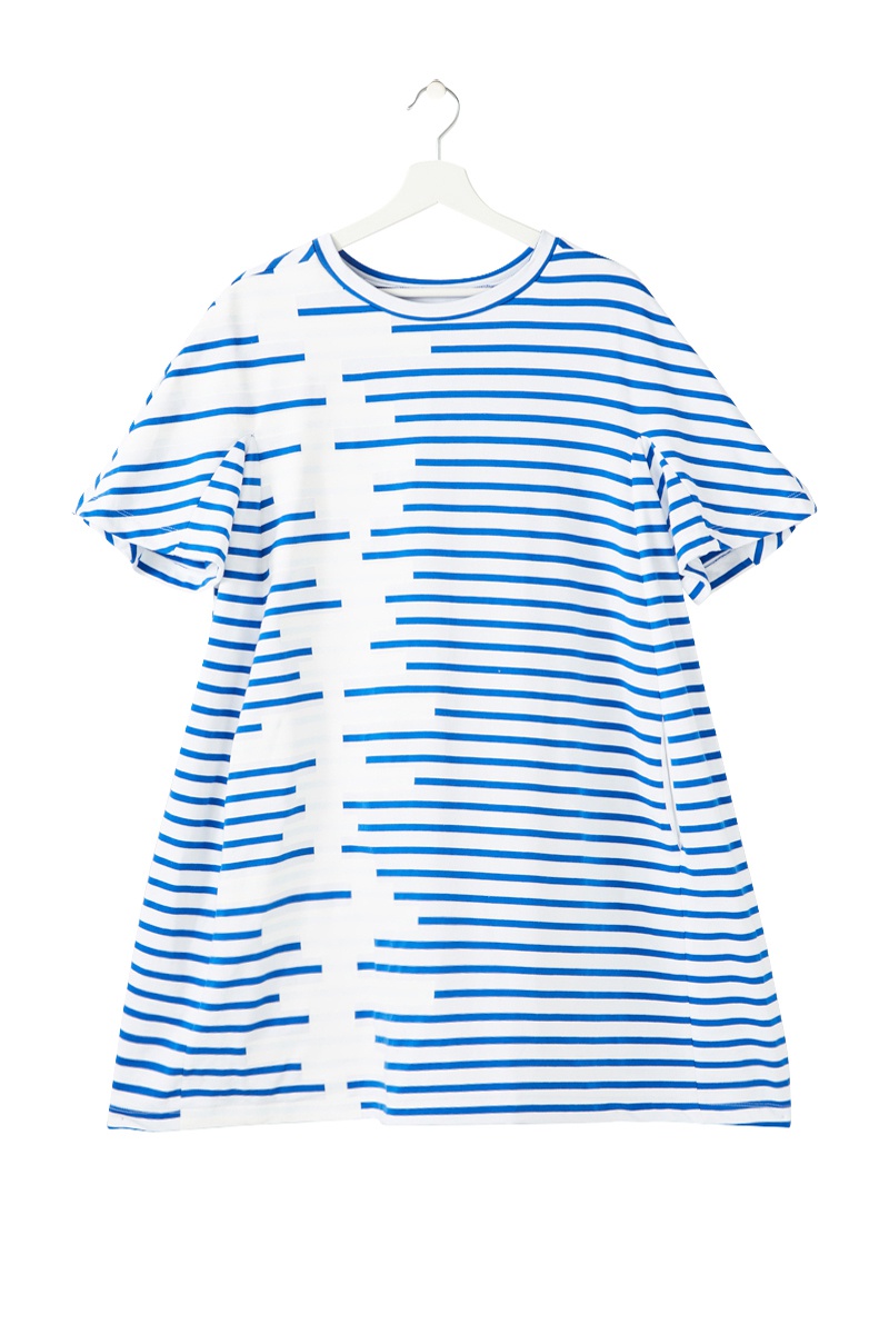 Robe t-shirt Blanc et bleu marine