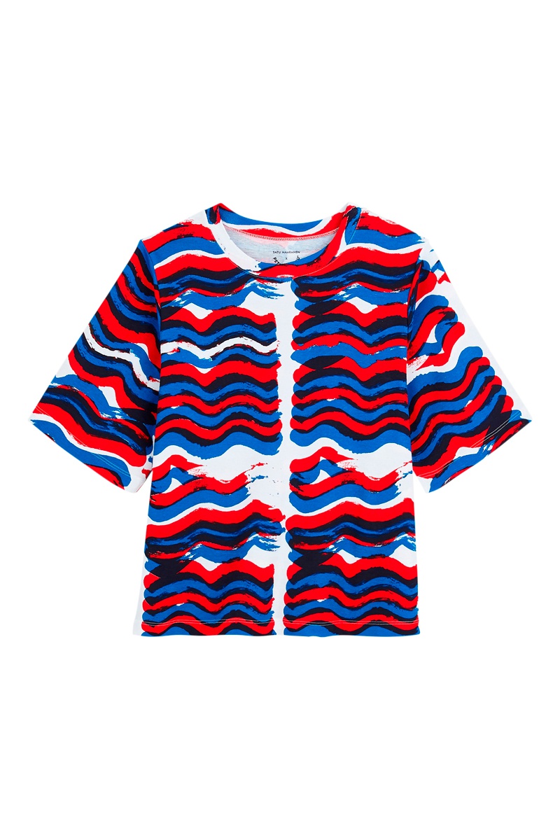 T-shirt Bleu cobalt et rouge