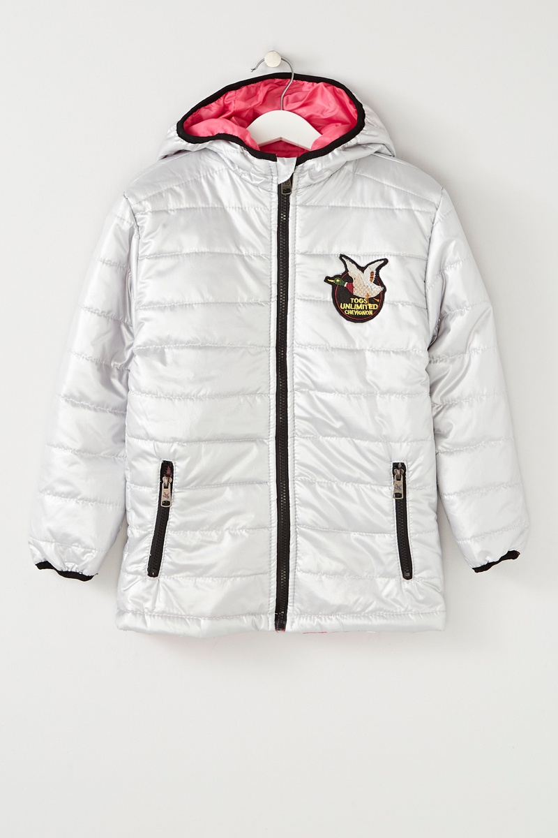 Parka à capuche amovible Argenté