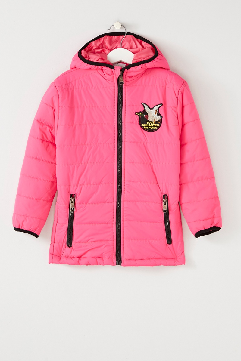 Parka à capuche amovible Rose fluo