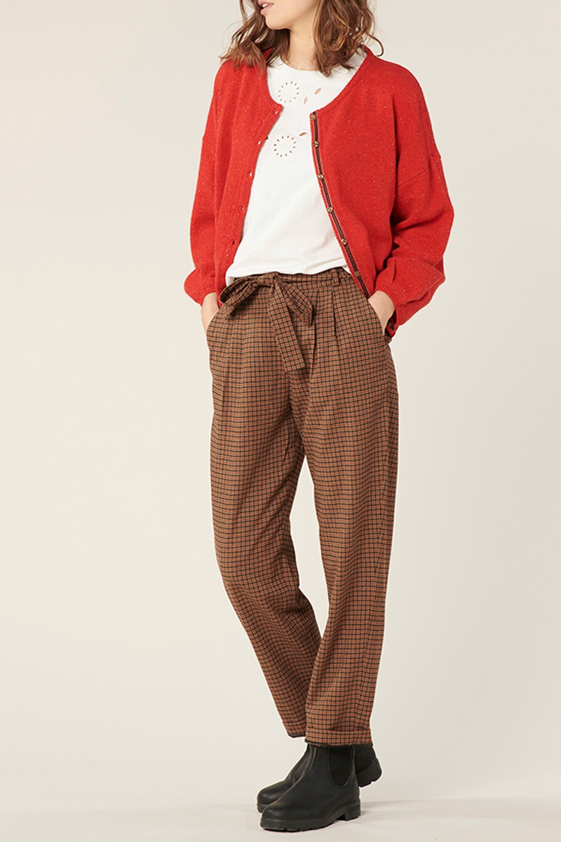 Pantalon droit en laine Modesto Marron