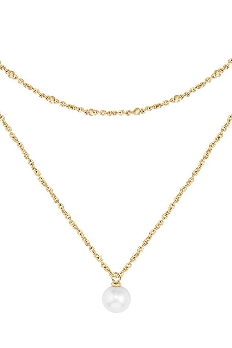 Collier 2 rangs Doré et blanc