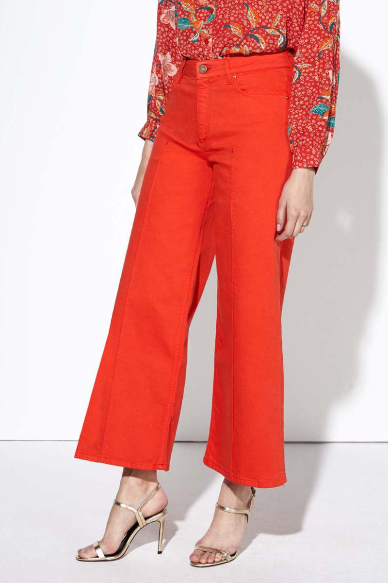 Jean wide cropped Poppy Rouge