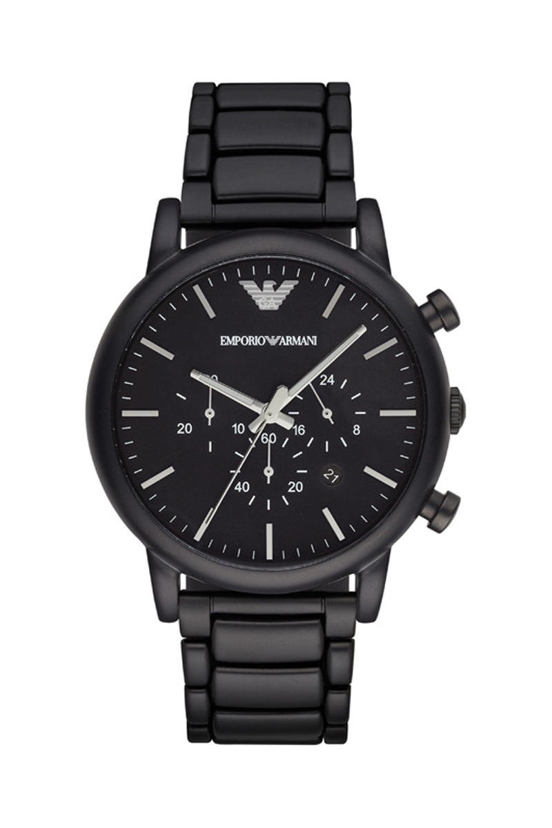 Montre à quartz en acier - Chronographe - Noir