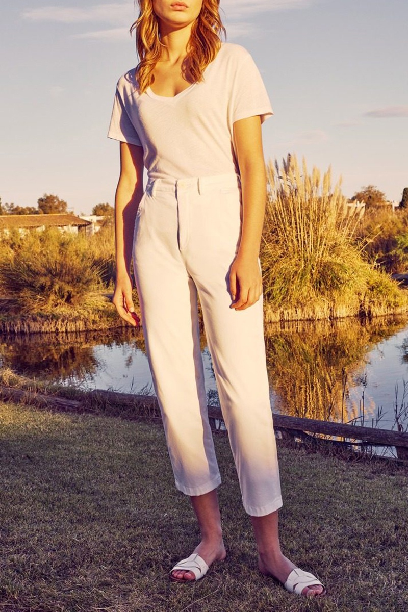 Chino 7/8 taille haute Blanc