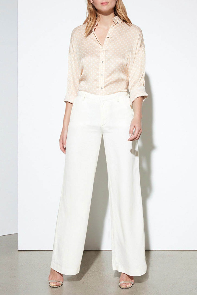 Pantalon wide legs en lin Ecru