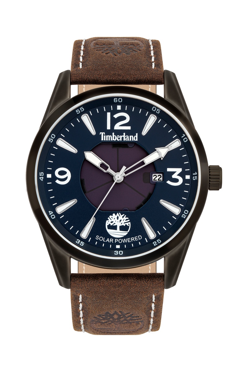 Montre à quartz solaire en cuir Rockbridge - Marron foncé et gris métallisé 