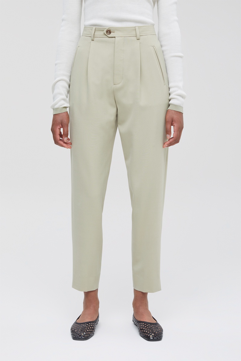 Pantalon slim en laine - Beige