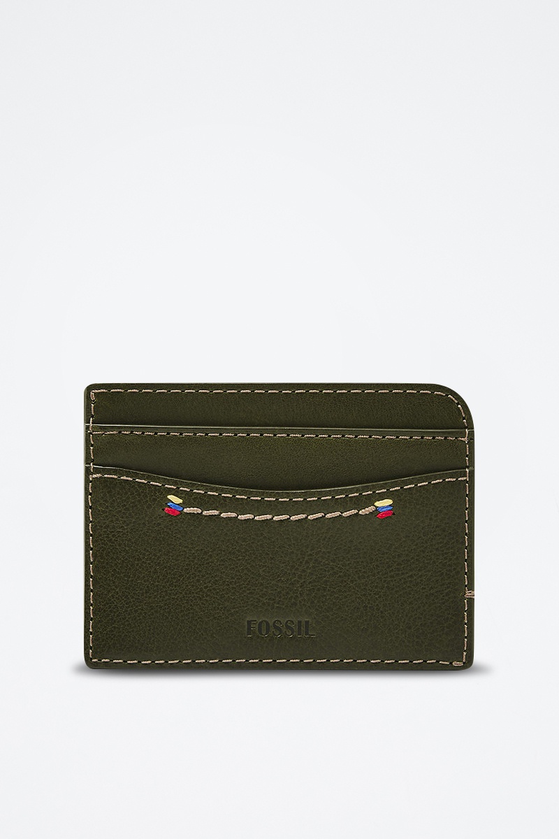 Porte-cartes Tremont en cuir - Vert olive