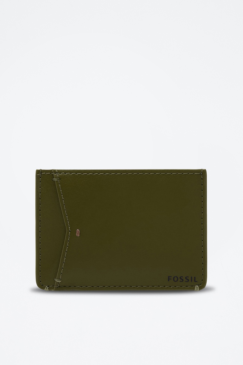 Porte-cartes Joshua en cuir de cactus - Vert olive
