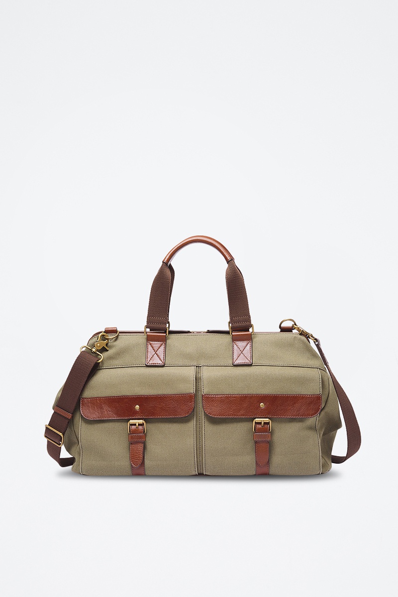 Sac de voyage en cuir Miles - Olive et marron
