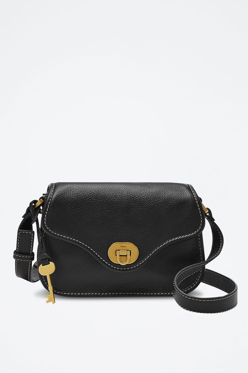 Sac bandoulière en cuir Heritage - Noir