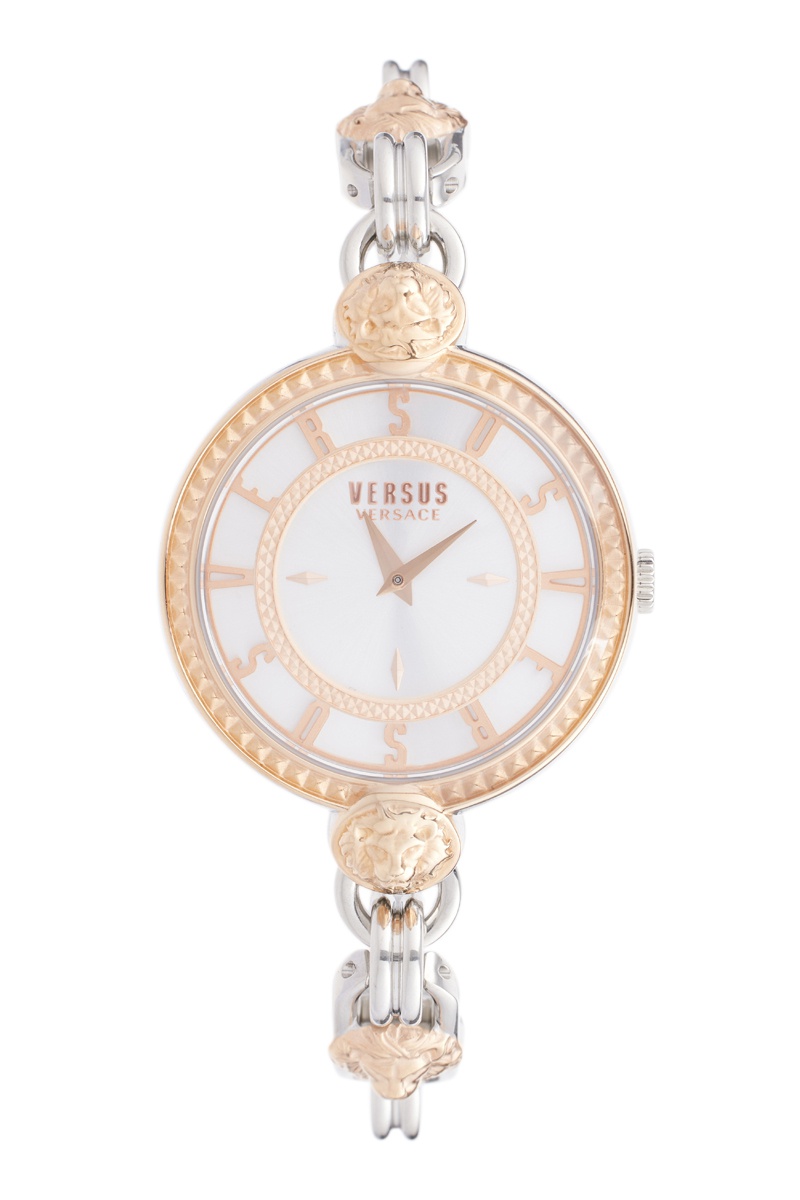 Montre à quartz en acier Argenté et doré rose