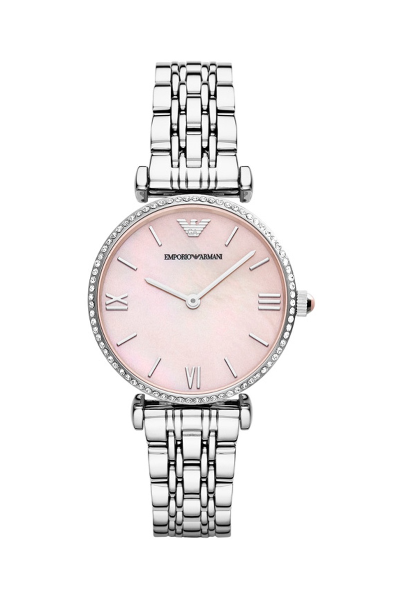 Montre à quartz en acier Argenté et rose