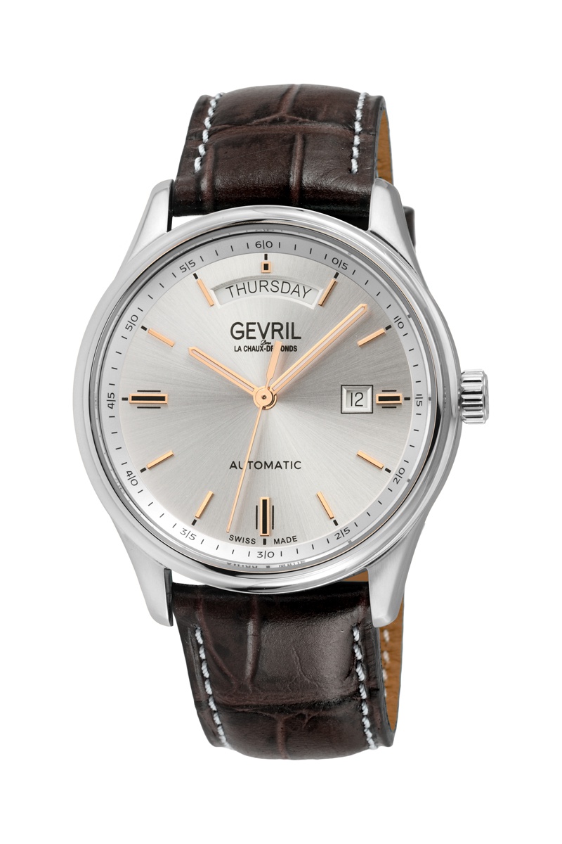 Montre SW240 Swiss Automatic Movement en cuir Excelsior - Marron et argenté