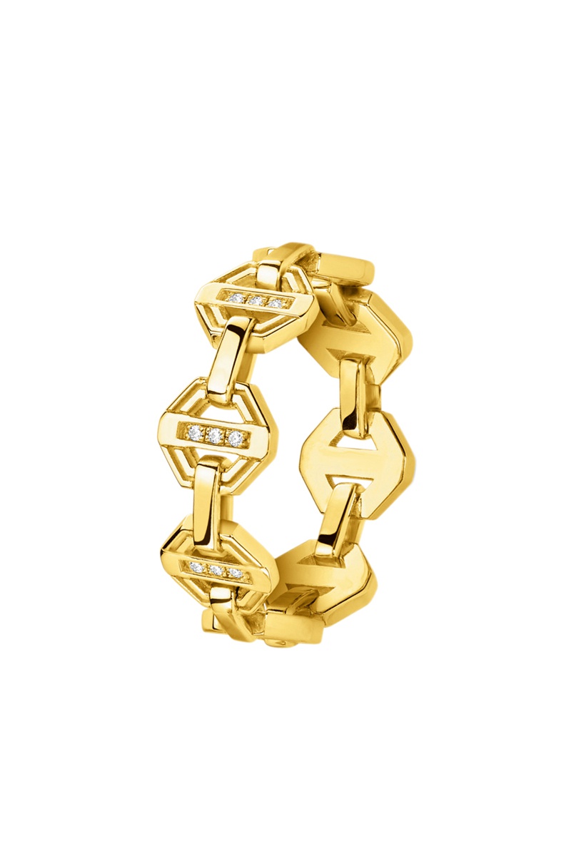 Bague - Argent plaqué or jaune et diamants