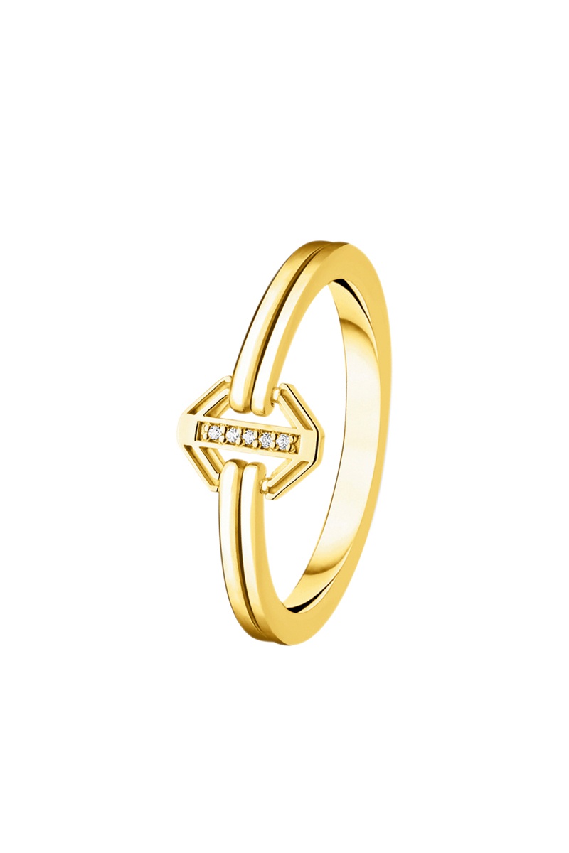 Bague - Argent plaqué or jaune et diamants