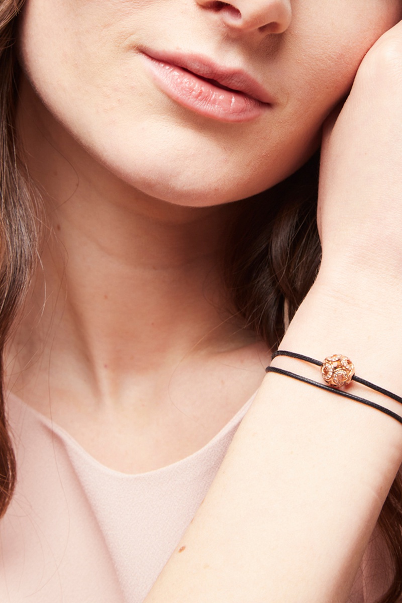 Bead - Argent plaqué or rose et zircons