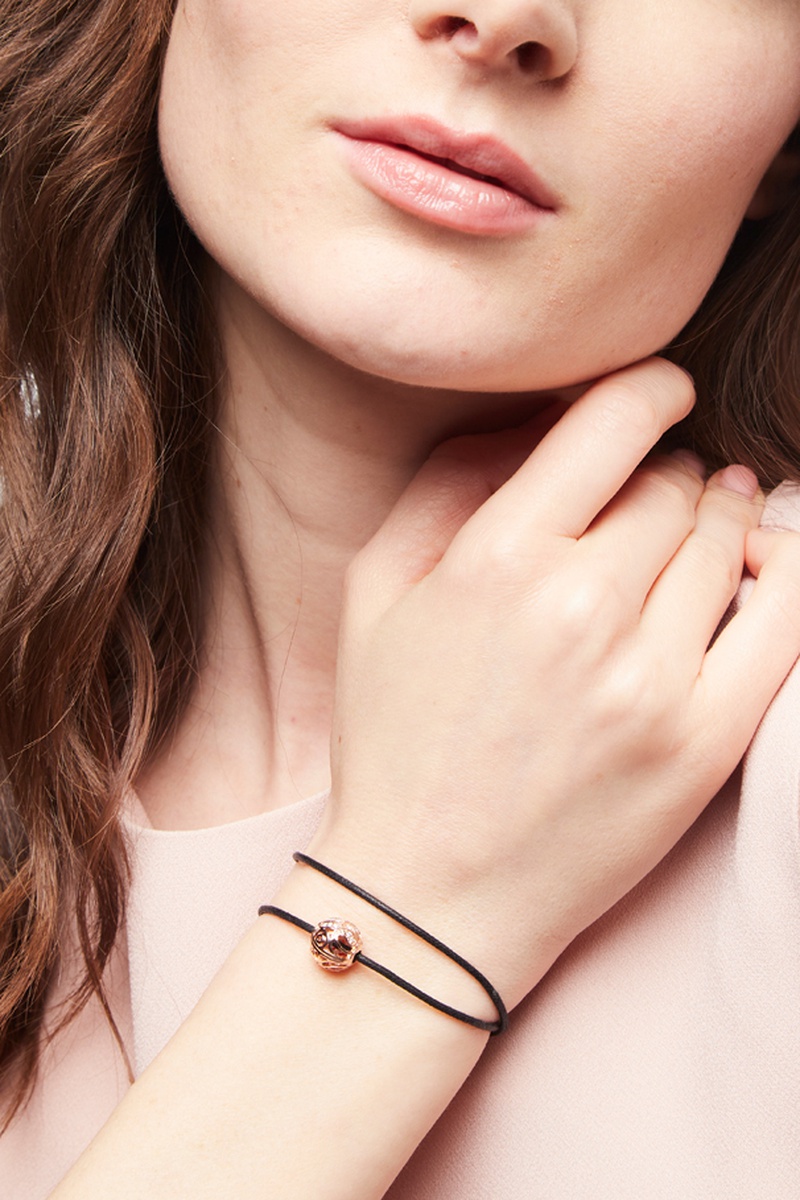 Bead - Argent plaqué or rose et zircons