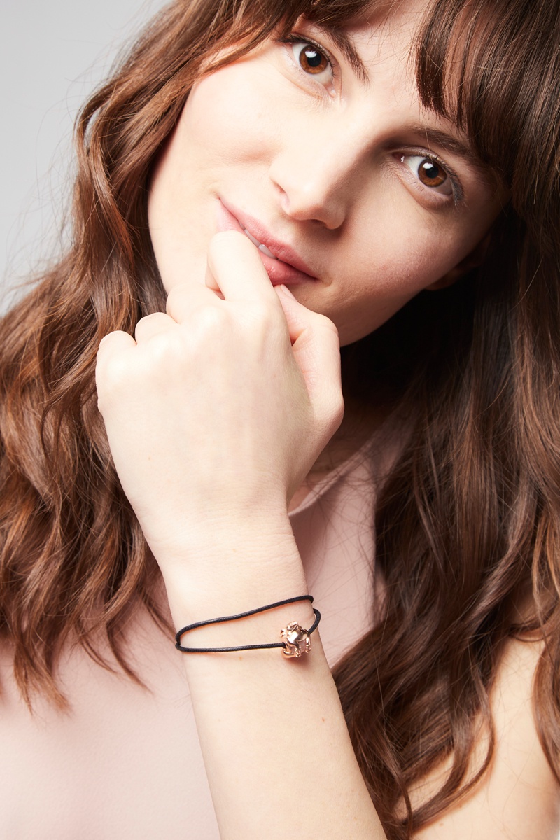 Bead - Argent plaqué or rose, quartz et zircons