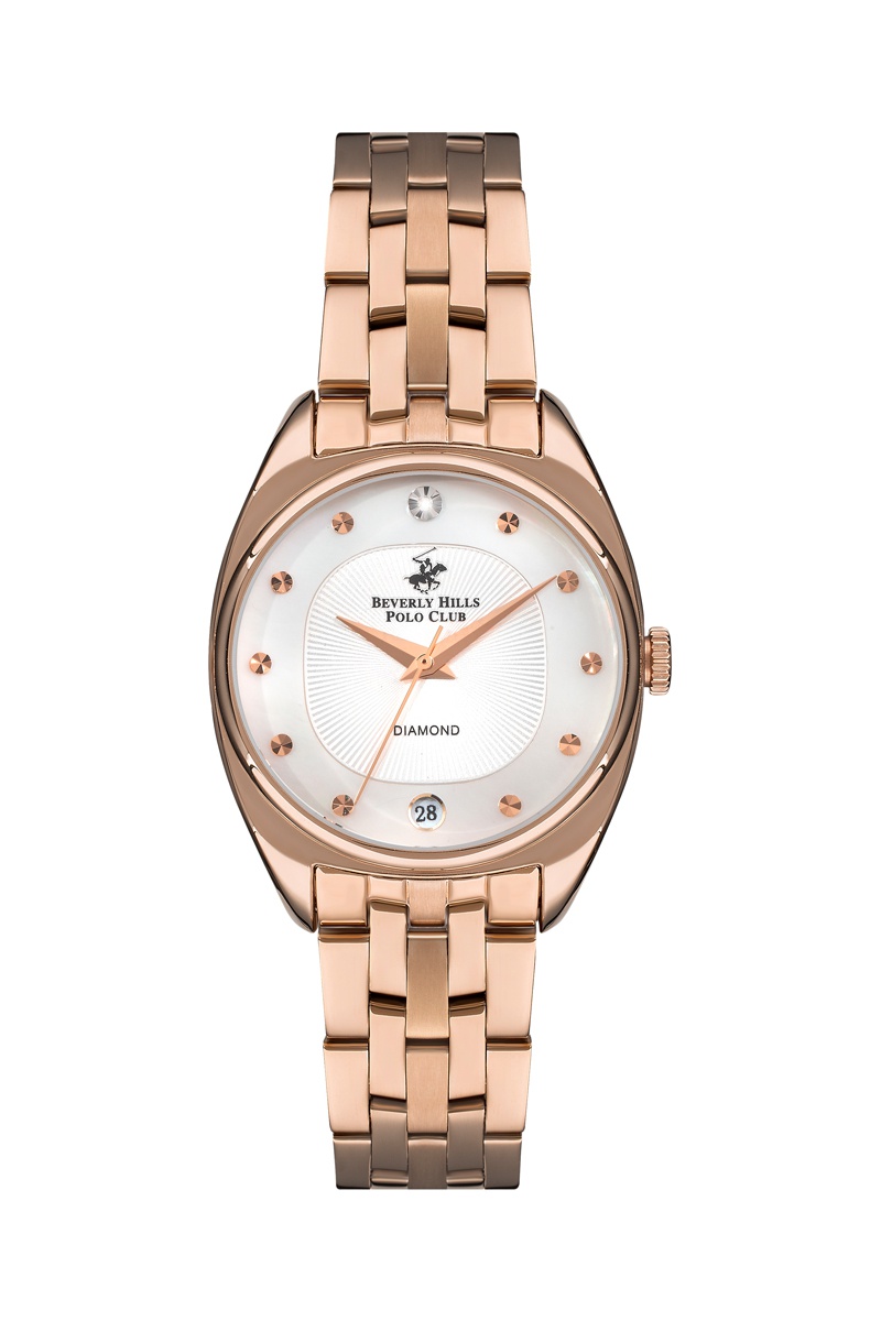 Montre à quartz en acier et diamant