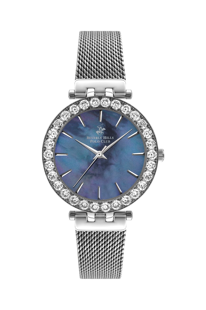 Montre à quartz en acier Argenté et bleu