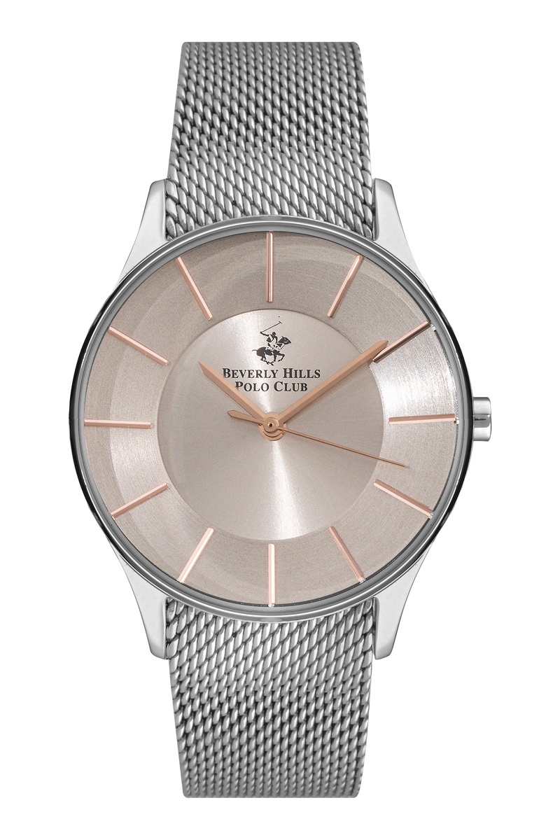 Montre à quartz en acier Argenté et doré rose