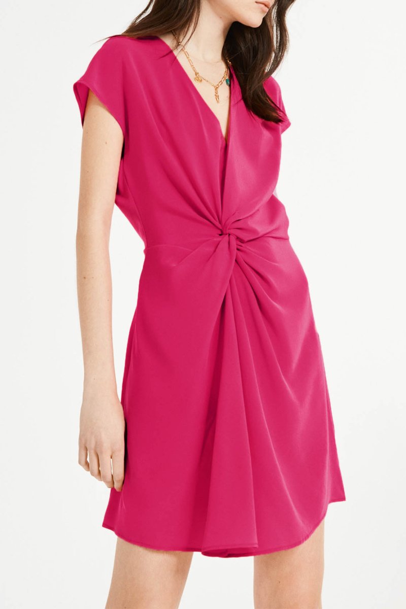Robe patineuse en soie Fuchsia
