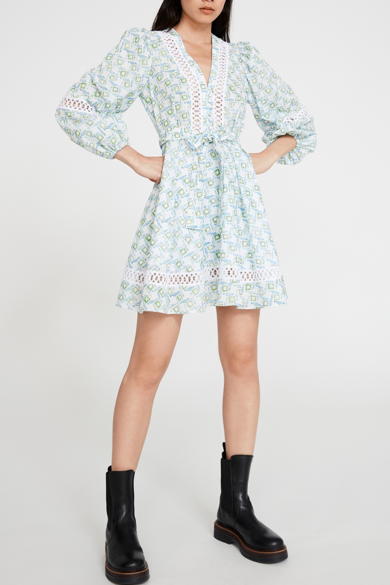 Robe patineuse Blanc et vert clair