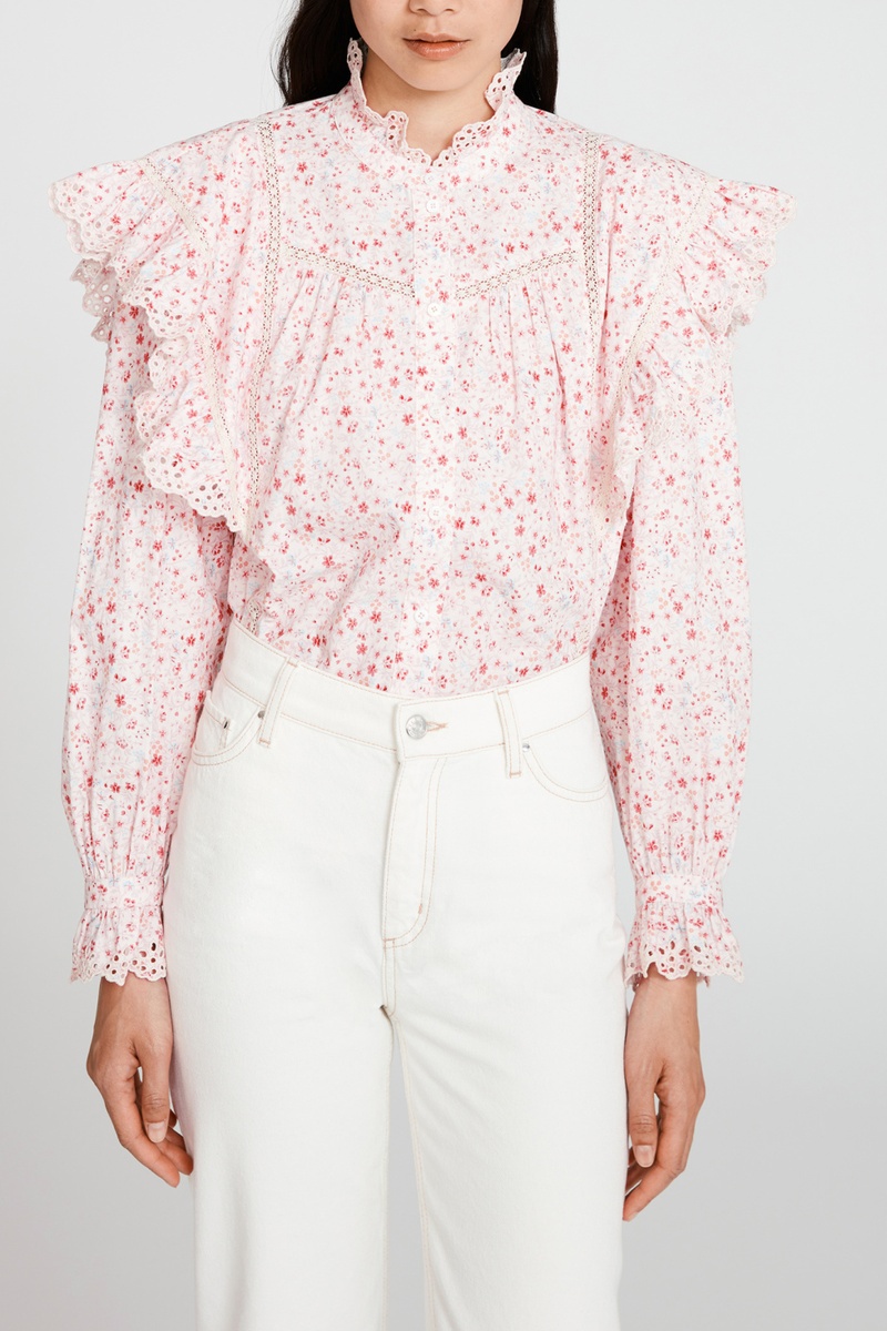 Chemisier Rose clair et rouge