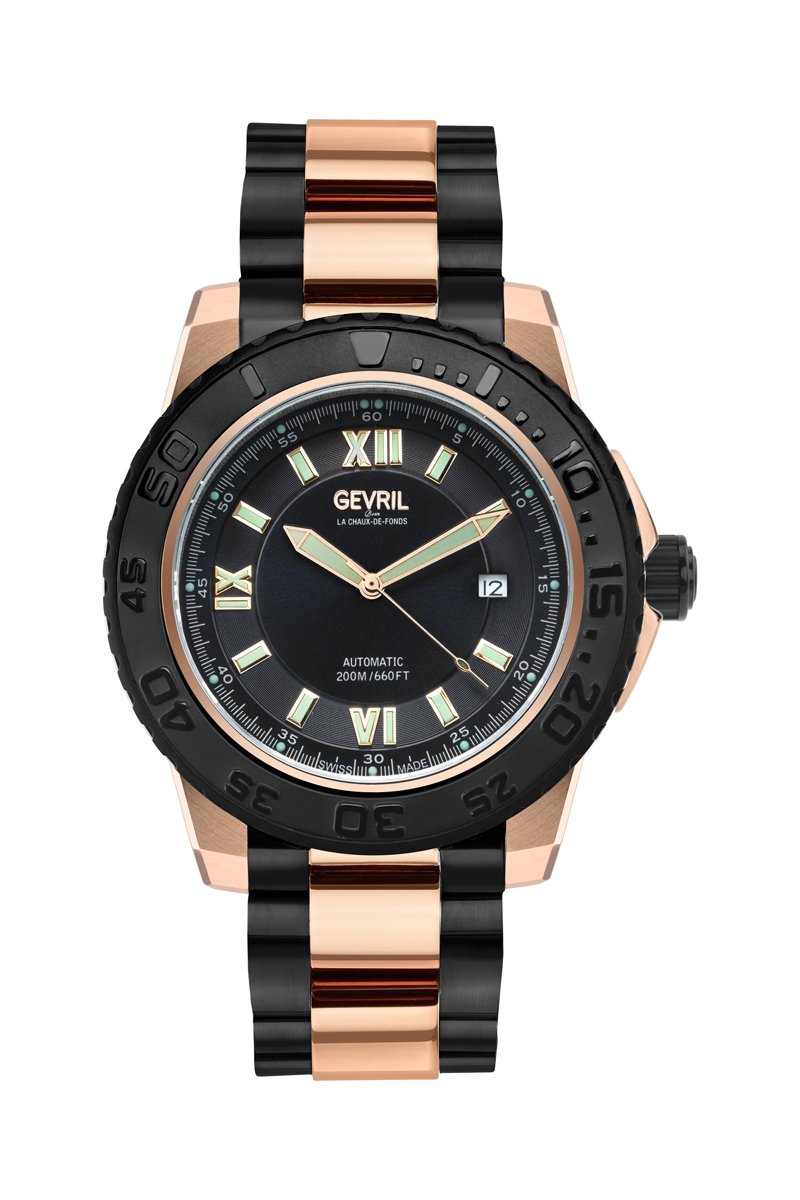 Montre automatique en acier Seacloud - Doré rose et noir