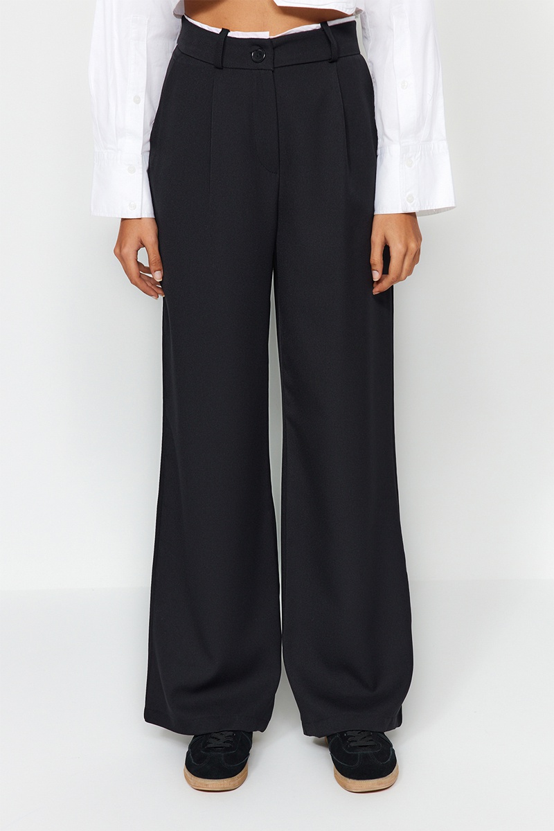 Trendyol Mujer Negro Pantalón Wide Leg